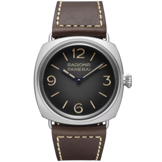 Panerai Radiomir Stainless Steel 45 MM - Dark Brown Alligator Strap - Grey Dial - PAM01334