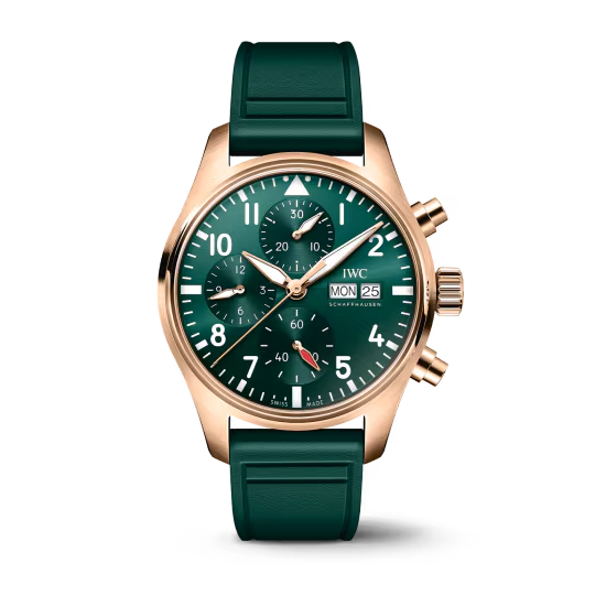 IWC Pilot's Watch Chronograph - Yellow Gold - 41 MM - Green Dial - IW388110  nyc watcher nyc watches