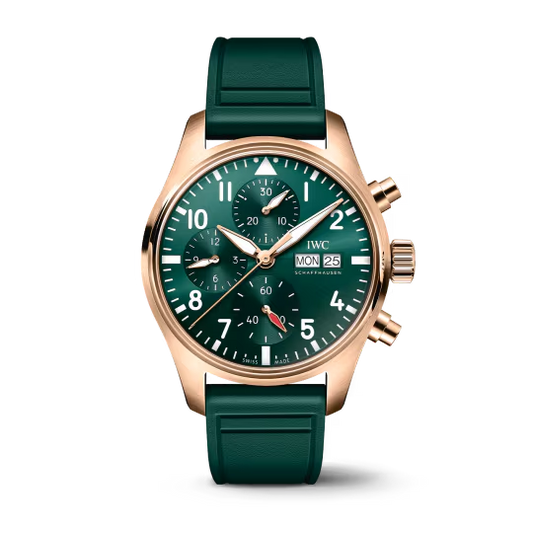 IWC Pilot's Watch Chronograph - Yellow Gold - 41 MM - Green Dial - IW388110  nyc watcher nyc watches