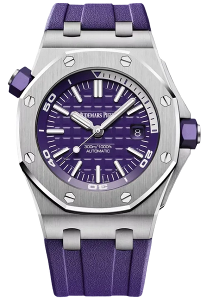 Audemars Piguet Royal Oak Offshore Diver - 42 MM - Stainless Steel - Purple Dial - Purple Rubber Strap - 15710ST.OO.A077CA.01