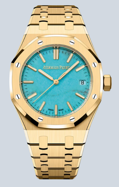 Audemars Piguet - Royal Oak - 37 MM - Yellow Gold - Limited Edition - Turquoise Dial - 15550BA.OO.1356BA.01