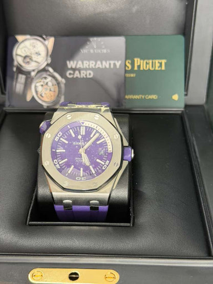 Audemars Piguet Royal Oak Offshore Diver - 42 MM - Stainless Steel - Purple Dial - Purple Rubber Strap - 15710ST.OO.A077CA.01