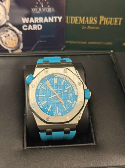 Audemars Piguet Royal Oak Offshore Diver - 42 MM - Stainless Steel - Turquoise Dial - Turquoise Rubber Strap - 15710ST.OO.A032CA.01