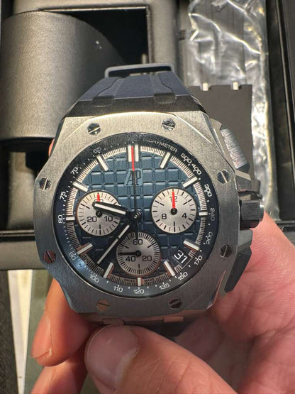 Audemars Piguet Royal Oak Offshore Titanium Selfwinding Chronograph 43 MM - Blue Rubber Strap - Blue Dial - 26420TI.OO.A027CA.01