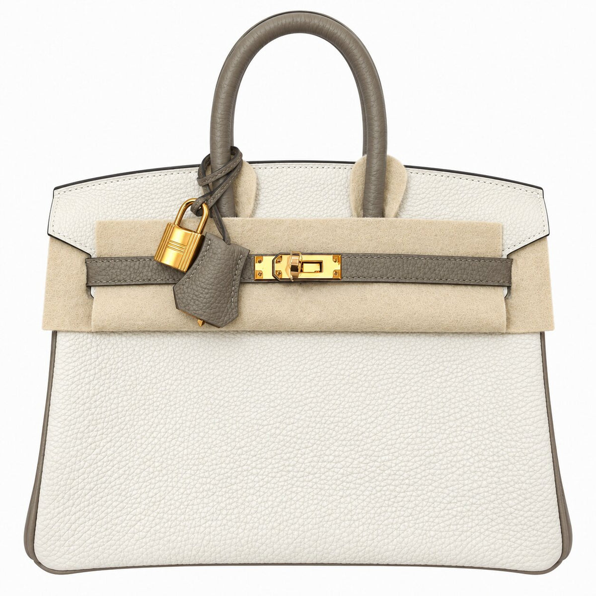 Hermès Birkin 25 - Craie/Gris Asphalte - Togo - Gold Hardware - B25CGTGHW