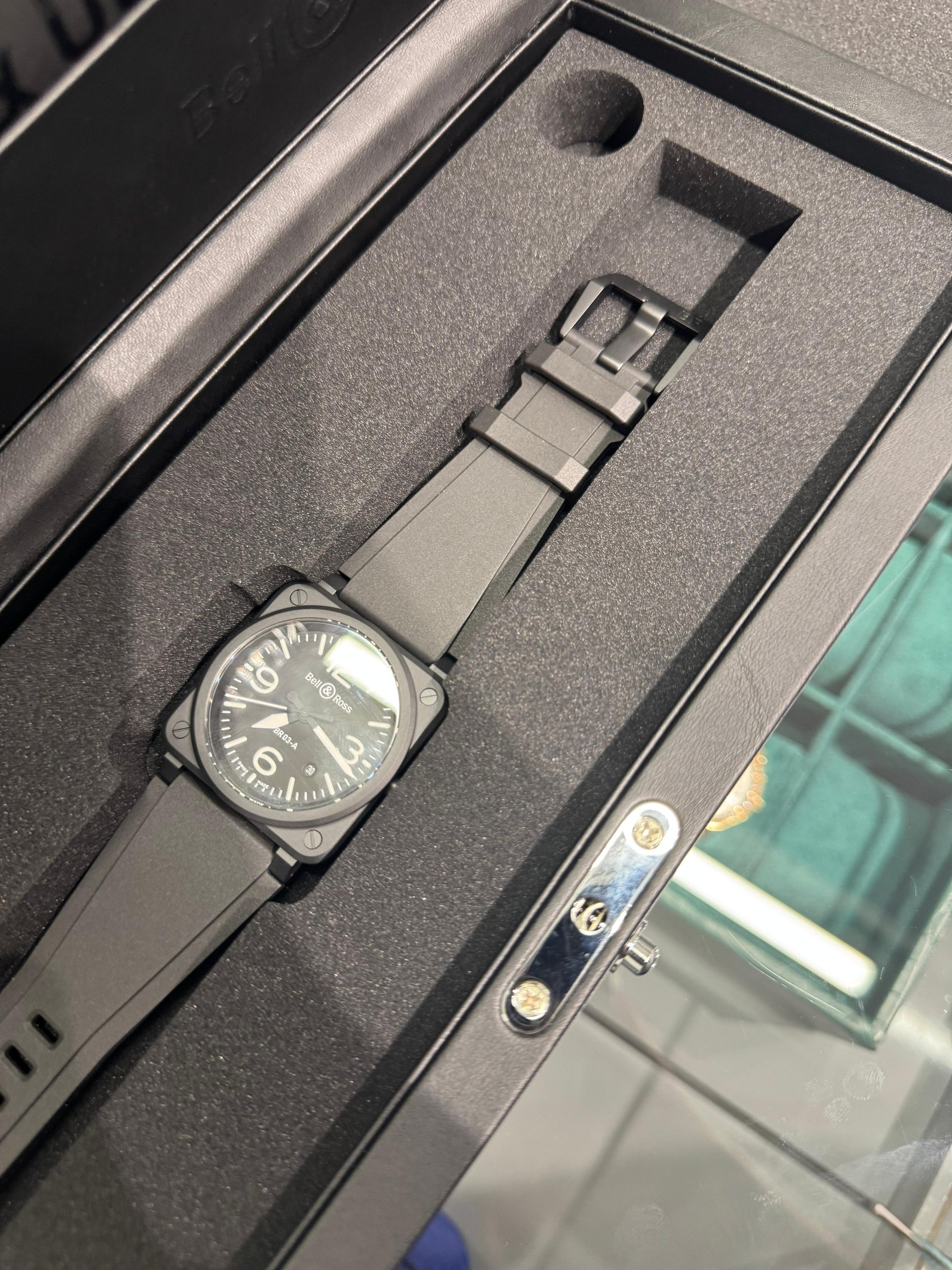 Bell & Ross BR 03 Microblasted Black Ceramic 41 MM - Rubber Bracelet - Black Dial - BR03A-BL-CE/SRB