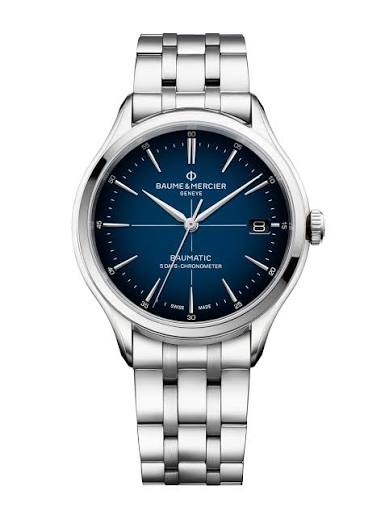 Baume &amp; Mercier Clifton Baumatic - 40 MM - Stainless Steel - Blue Gradient Dial - Stainless Steel Bracelet - 10468