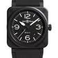 Bell Ross BR 03 Microblasted Black Ceramic 41 MM - Rubber Bracelet - Black Dial - BR03A-BL-CE/SRB
