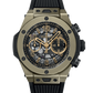 Hublot Big Bang Unico Full Magic Gold 44 MM - Striped Structured Black Rubber Straps - Matte Black Skeleton Dial - 421.MX.1130.RX