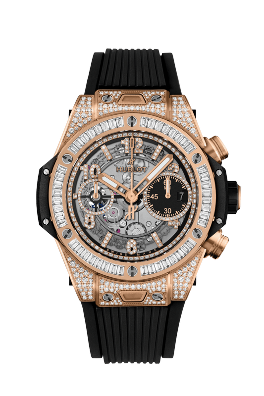 Hublot Big Bang Unico King Gold Jewellery 42 MM - Black Rubber Strap - Diamond Bezel - Matte Black Diamonds Skeleton Dial - 441.OX.1181.RX.0904