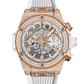 Hublot Big Bang Unico King Gold White Pave 42 MM - White Rubber Strap - Diamond Bezel - Matte White Skeleton Dial - 441.OE.2011.RW.1704