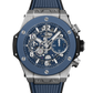 Hublot Big Bang Unico Titanium Blue Ceramic 42 MM - Black and Blue Rubber Strap - Matte Blue Skeleton Dial - 441.NL.5171.RX