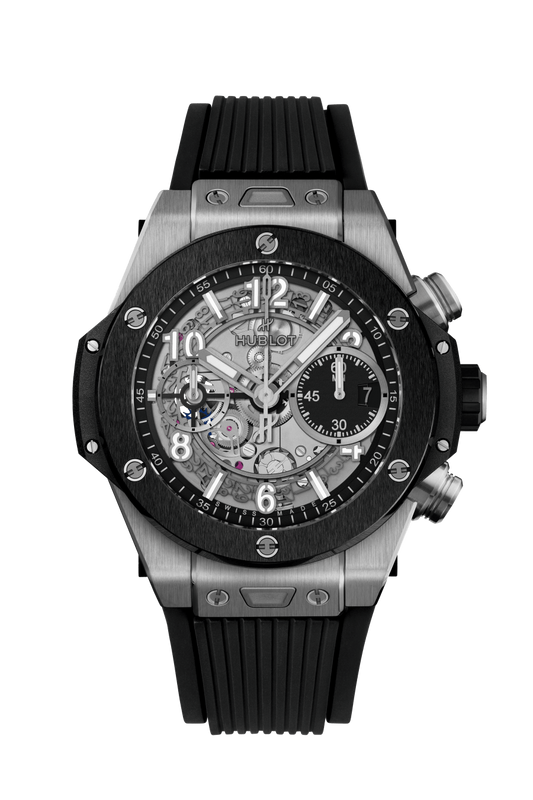 Hublot Big Bang Unico Titanium Ceramic 42 MM - Black Rubber Strap - Matte Black Skeleton Dial - 441.NM.1171.RX