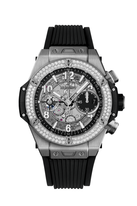 Hublot Big Bang Unico Titanium 42 MM - Black Rubber Strap - Diamond Bezel -  Matte Black Skeleton Dial - 441.NX.1171.RX.1104