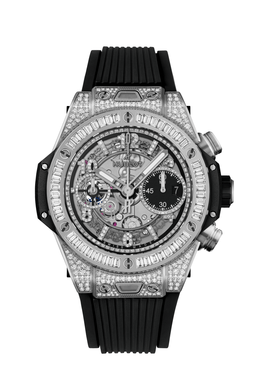 Hublot Big Bang Unico Titanium Jewellery 42 MM - Black Rubber Strap - Diamond Bezel - Matte Black Skeleton Diamond Dial - 441.NX.1171.RX.0904