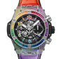 Hublot Big Bang Unico Titanium Rainbow 42 MM - Black Rubber and Multicolor Alligator Strap - Diamond Bezel - Matte Black Skeleton Dial - 441.NX.1117.LR.0999