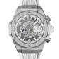 Hublot Big Bang Unico Titanium White 42 MM - White Structured Rubber Strap - Matte White Skeleton Dial - 441.NE.2011.RW