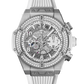 Hublot Big Bang Unico Titanium White Diamonds 42 MM - White Rubber Strap - Diamond Bezel - Matte White Skeleton Dial - 441.NE.2011.RW.1104