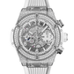 Hublot Big Bang Unico Titanium White Pave 42 MM - White Rubber Strap - Diamond Bezel - Matte White Skeleton Dial - 441.NE.2011.RW.1704