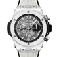 Hublot Big Bang Unico White Ceramic 42 MM - Black and White Rubber Strap - Matte Black Skeleton Dial - 441.HX.1171.RX