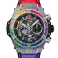 Hublot Big Bang Unico Titanium Rainbow 44 MM - Black Rubber and Multicolor Alligator Strap - Diamond Bezel - Matte Black Skeleton Dial - 421.NX.1117.LR.0999