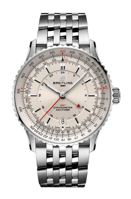 Breitling Navitimer GMT Stainless Steel 41 MM - Metal Bracelet - Silver Dial - A32310211G1A1