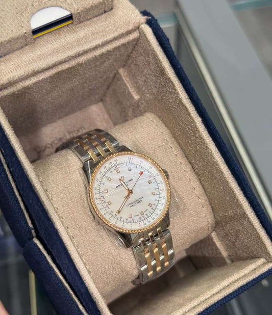 Breitling Navitimer Stainless Steel and Rose Gold 35 MM - Metal Bracelet - Mother-Of-Pearl Dial - U17395211A1U1