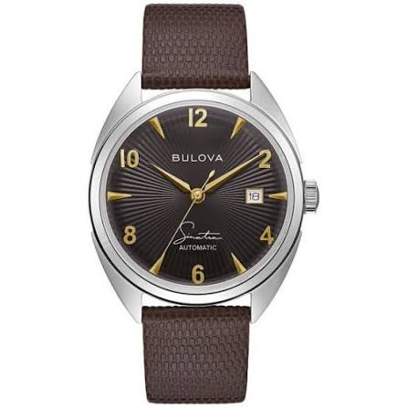 Bulova - Frank Sinatra Fly Me To The Moon - 39 MM - Stainless Steel - Black Dial - Brown Leather Strap - 96B348
