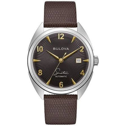 Bulova - Frank Sinatra Fly Me To The Moon - 39 MM - Stainless Steel - Black Dial - Brown Leather Strap - 96B348
