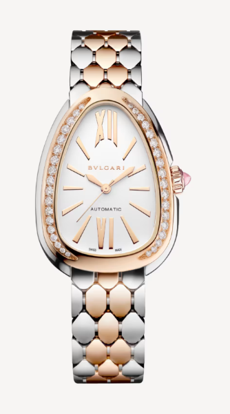 Bvlgari Serpenti Seduttori - 34 MM - Rose Gold and Stainless Steel - White Dial - 104058
