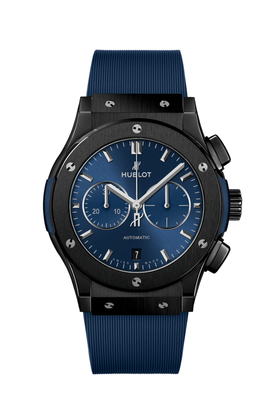 Hublot Classic Fusion Ceramic Blue Chronograph 42 MM - Blue Rubber Strap - Satin Blue Sunburst Dial - 541.CM.7170.RX