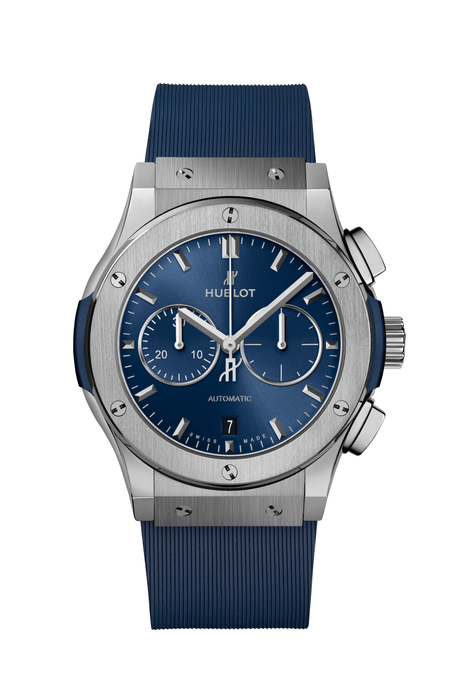 Hublot Classic Fusion Chronograph Titanium Blue 42 MM - Blue Rubber Strap - Satin Blue Sunburst Dial - 541.NX.7170.RX