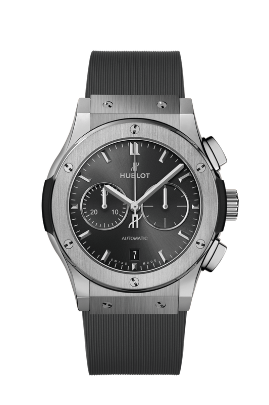 Hublot Classic Fusion Racing Grey Chronograph Titanium 42 MM - Gray Rubber Strap - Satin Sunrays Gray Dial - 541.NX.7070.RX