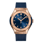 Hublot Classic Fusion King Gold blue 33 MM - Blue Rubber Strap - Blue Dial - 581.OX.7180.RX