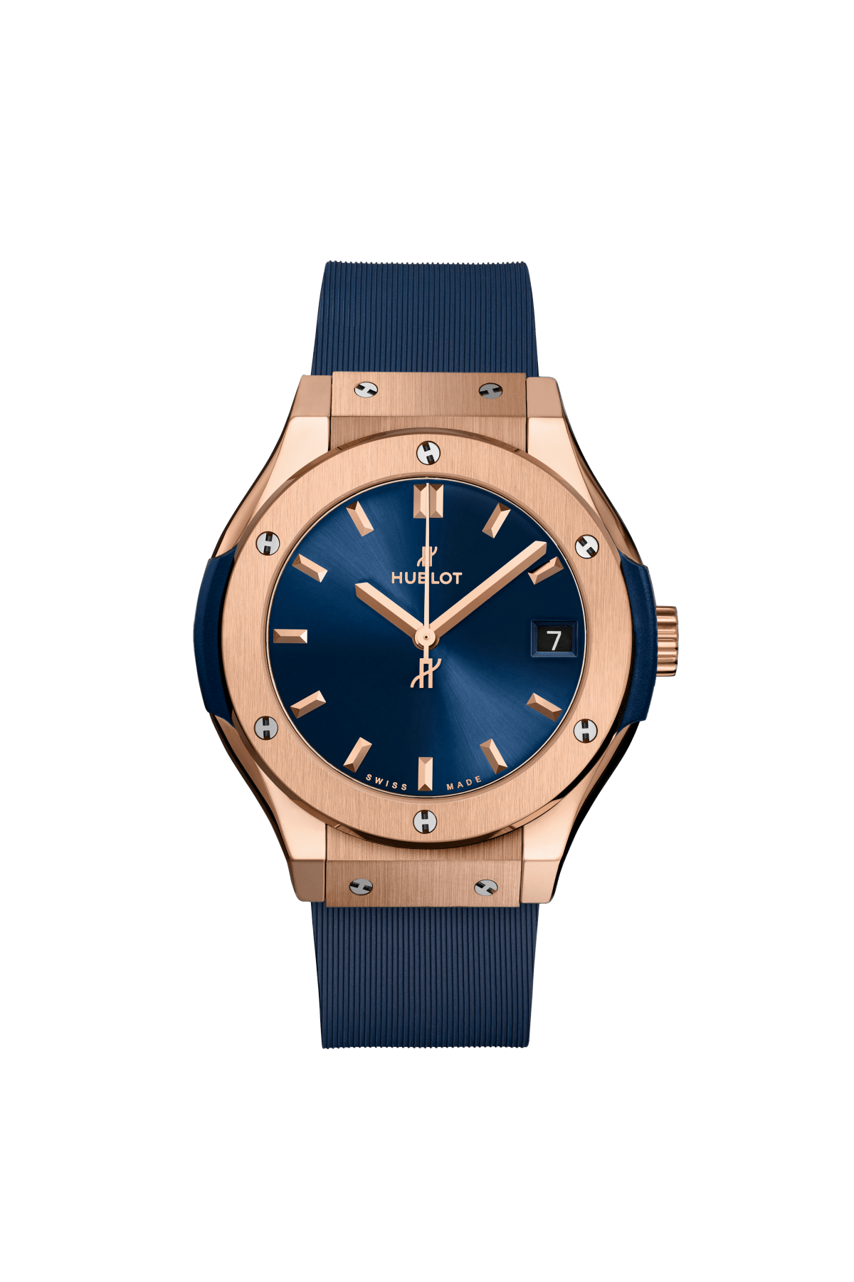 Hublot Classic Fusion King Gold blue 33 MM - Blue Rubber Strap - Blue Dial - 581.OX.7180.RX