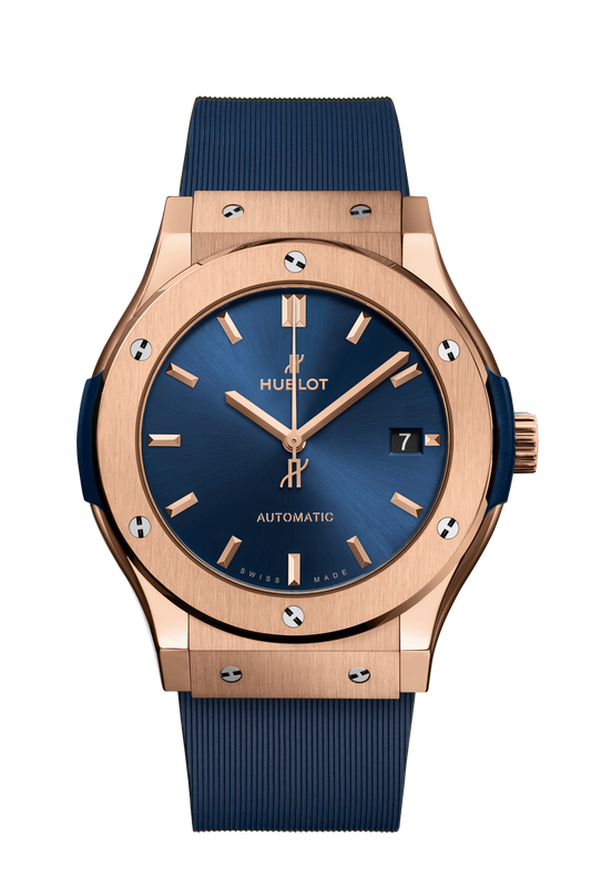 Hublot Classic Fusion King Gold blue 45 MM - Blue Rubber Strap - Blue Dial - 511.OX.7180.RX