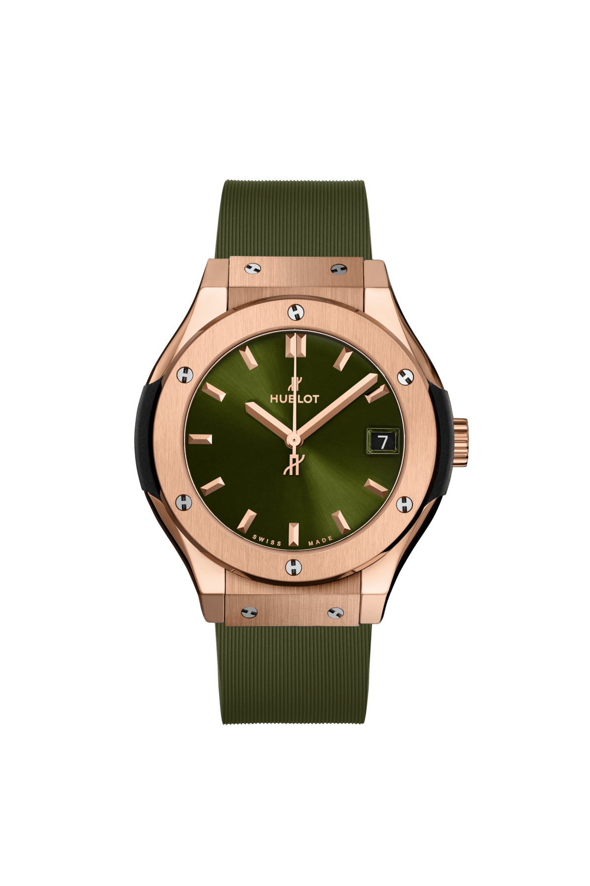 Hublot Classic Fusion King Gold Green 33 MM - Green Rubber Strap - Green Dial - 581.OX.8980.RX