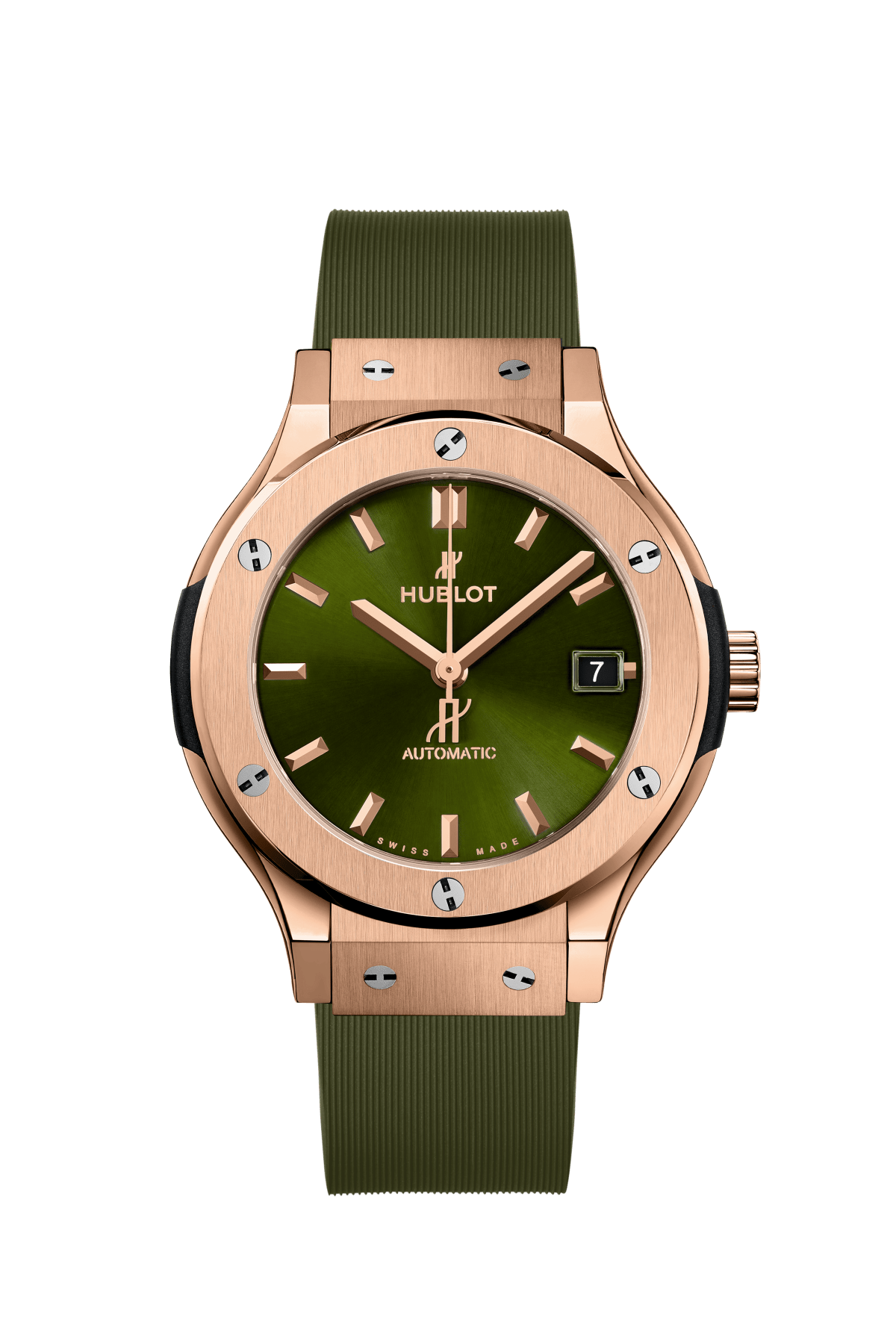 Hublot Classic Fusion King Gold Green 38 MM - Green Rubber Strap - Green Dial - 565.OX.8980.RX