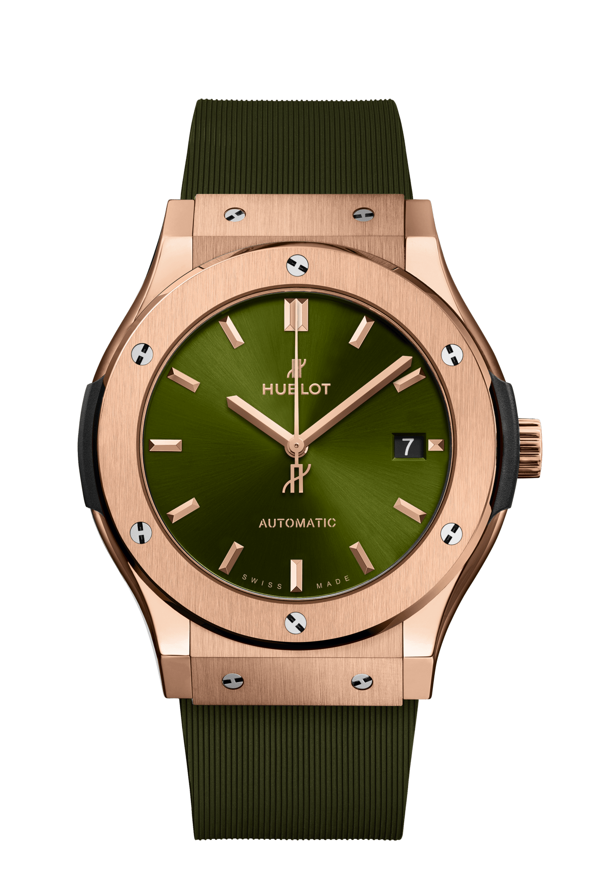 Hublot Classic Fusion King Gold Green 45 MM - Green Rubber Strap - Green Dial - 511.OX.8980.RX