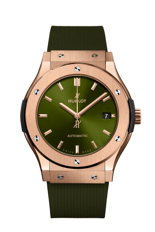 Hublot Classic Fusion King Gold Green 45 MM - Green Rubber Strap - Green Dial - 511.OX.8980.RX