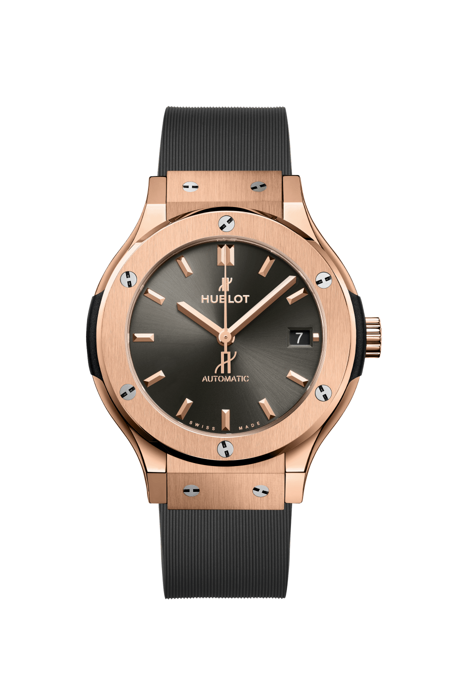 Hublot Classic Fusion Racing Grey King Gold 38 MM - Grey Rubber Strap - Satin Sunrays Gray Dial -  565.OX.7081.RX