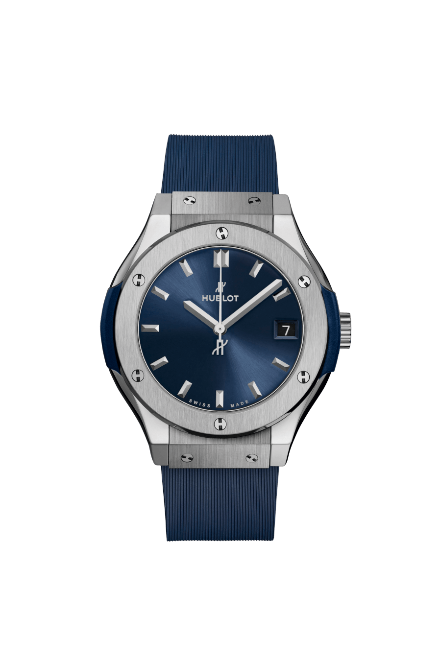 Hublot Classic Fusion Titanium Blue 33 MM - Blue Rubber Strap - Satin Blue Sunburst Dial - 581.NX.7170.RX