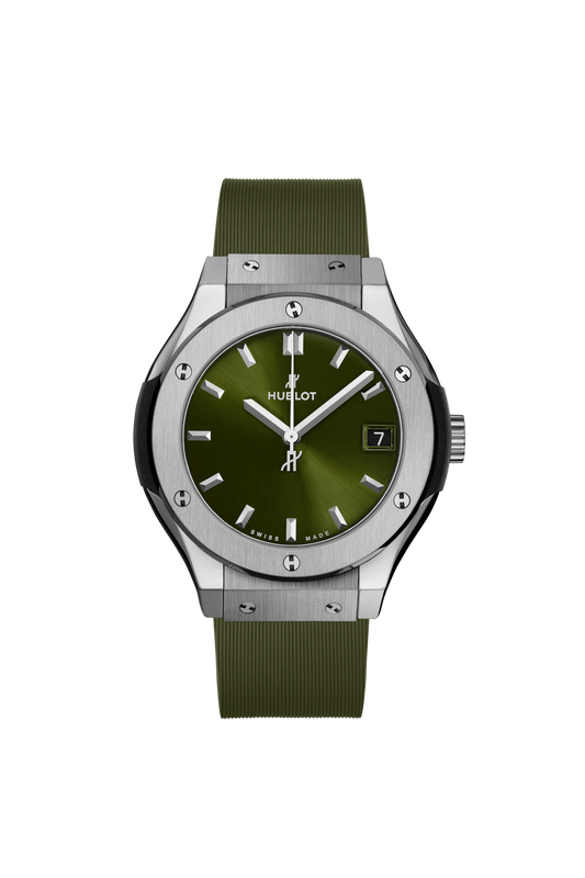 Hublot Classic Fusion Titanium Green 33 MM - Green Rubber Strap - Green Dial - 581.NX.8970.RX