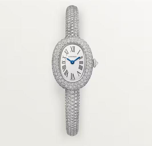 Cartier - Baignoire - 18.7 x 24.6 MM - White Gold and Diamond Bracelet and Bezel - Silvered Dial - CRHPI01773