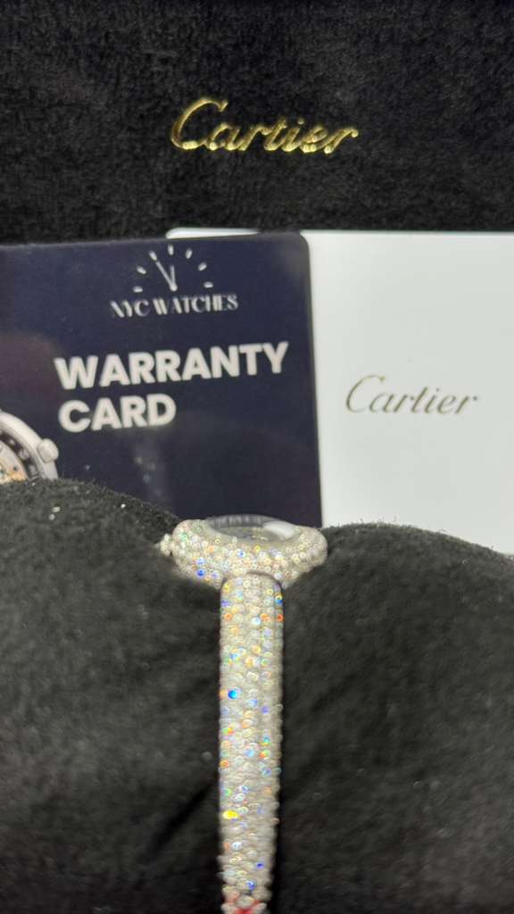 Cartier - Baignoire (Mini model) Size 15 - 18.7 x 24.6 MM - White Gold and Diamond Bracelet and Bezel - Silvered Dial - CRHPI01822