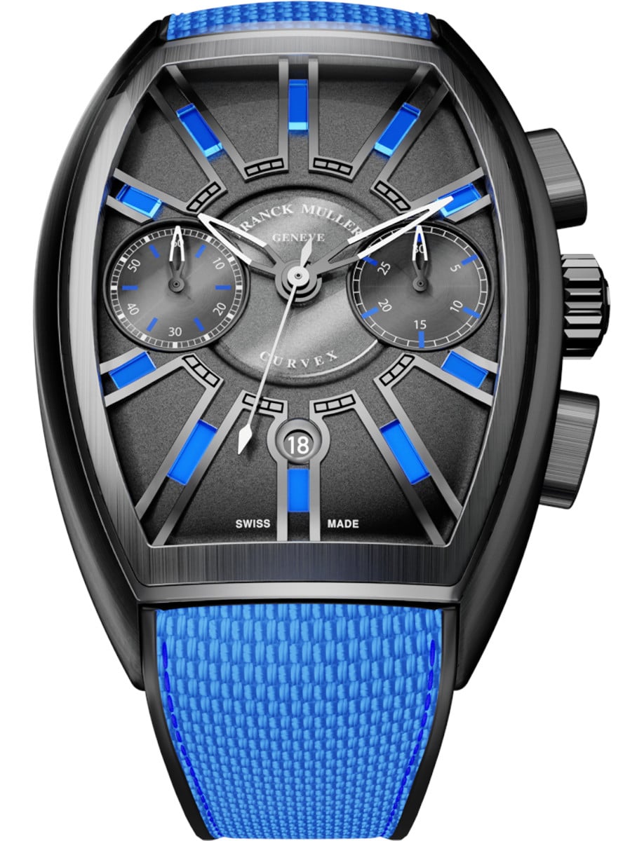 Franck Muller Curvex CV Flash - 36 MM - Steel - Blue & Black Dial - CX 36 CC DT FLASH ACNRBR ACBR