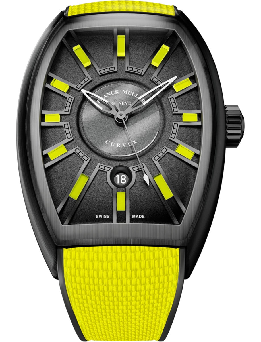 Franck Muller Curvex CX Flash - 36 MM - Steel - Yellow Dial - CX 36 SC DT FLASH ACNRBR ACBR