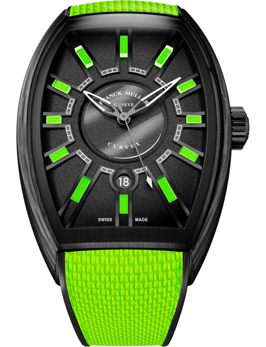 Franck Muller Curvex CX Flash - 36 MM - Carbon - Green Dial - CX 36 SC DT FLASH CARBONE TTNRBR