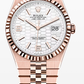 Rolex Land-Dweller - 40 MM - Rose Gold - Honeycomb Motif Intense White Dial - Fluted Bezel - Jubilee Bracelet - 127335-0001