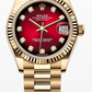 Rolex Datejust - Yellow Gold - 31 MM - President Bracelet - Fluted Bezel - Red Ombré Diamond Dial - 278278-0049